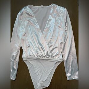 Elegant White Satin Bodysuit